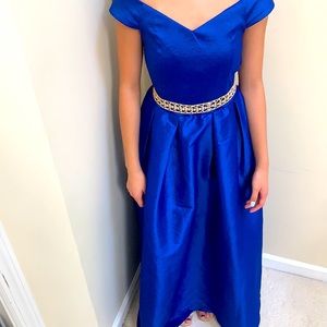 Stunning Electric Blue Gown includes Crystal Belt